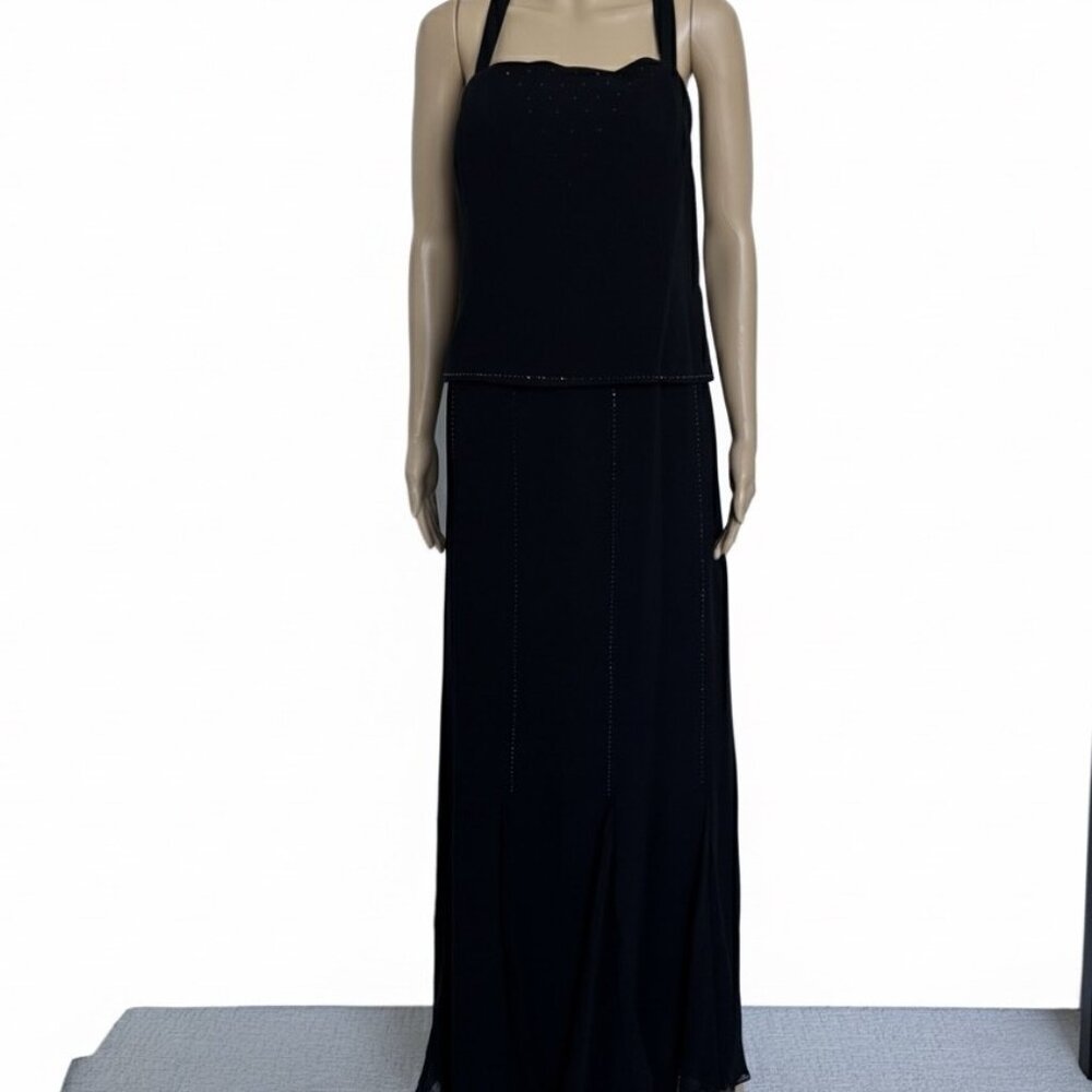Junnie Leigh black embellished evening gown - size 20